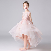 粉色公主裙女童礼服，蓬蓬儿童主持人小女孩，花童高端钢琴演出服夏季