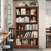 书架落地置物架靠墙家用卧室客厅书橱实木色收纳柜一体办公室书柜