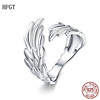 HFGT原创天使的翅膀S925纯银戒指女开口欧美时尚个性戒指时尚个性