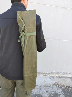 库存80年代帆布67式单肩背包管套袋渔具，包工具(包工具，)便携长筒帆布收纳包