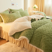 床上牛奶绒加绒法兰绒，四件套冬季珊瑚，绒加厚双面绒被套床单床笠款