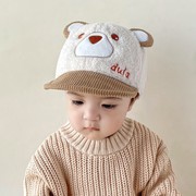 宝宝帽子秋冬款韩版可爱男孩小熊鸭舌帽秋季女童婴儿软帽檐棒球帽