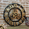 欧式复古创意大时钟艺术挂钟，客厅美式挂表工业风齿轮钟表法式壁钟