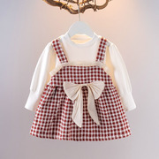 女宝宝秋装公主裙1-2岁女童，长袖洋气小香风假两件连衣裙婴儿衣服