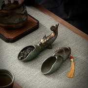 山海经《鱼化龙》茶则陶瓷茶道用品配件茶荷功夫茶具茶艺赏茶
