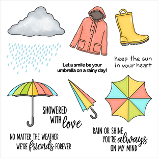雨衣雨伞雨鞋套装硅胶手工透明印章DIY相册日记本手账装饰工具