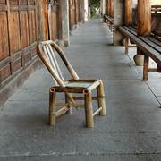 竹椅子靠背老家用椅式编织椅子竹子小藤椅休闲Q老人竹工传统手凳