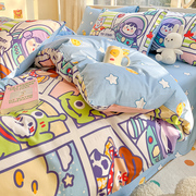卡通纯棉被套单件可爱儿童女男孩全棉床单，被罩200x230单人150x200