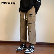 proteusboy复古织唛大口袋，抽绳束脚卫裤休闲工装裤24pbk23-9806