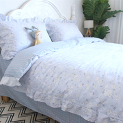 韩式花边浅紫色，床上四件套全棉纯棉公主风，床单被套床上用品l1