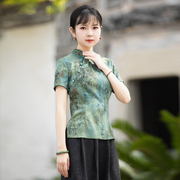 如意风唐装女装中国风旗袍上衣夏季时尚复古收腰显瘦茶服