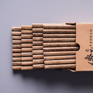 天然鸡翅木筷子10双装无漆无蜡家用高级实木防滑防霉中式精致高档