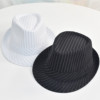 简约黑白色条纹礼帽三折带礼帽，时装爵士帽男女情侣款拍照摄影
