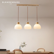 南瓜吊灯简约现代时尚创意原木吧台灯，北欧艺术设计师款三头餐厅灯