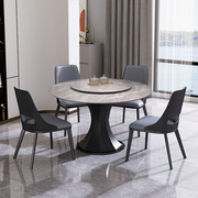 大理石餐桌圆桌带转盘，圆餐桌旋转圆形实木，家用现代轻奢餐桌椅