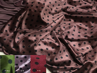 春秋弹力金丝绒服装，布料浅紫草绿豆沙红色，1cm波点面料连衣裙