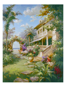 手绘油画客厅挂画沙发墙，装饰画花园风景，欣美画店无框田园单幅