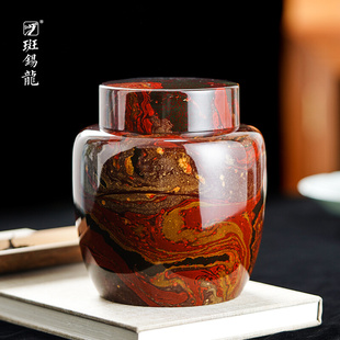 斑锡龙大漆(龙大漆)锡罐，纯锡茶叶罐星雨，茶仓漂流漆密封茶叶罐手工锡器