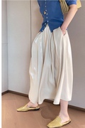 hk22夏季韩版中长款慵懒小众，a字轻薄款，醋酸缎面高腰垂感长裙