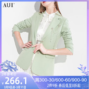 aui绿色高端气质西装，外套女2024春秋小众，设计职业休闲小西服