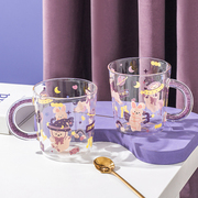 西比尔卡通玻璃杯早餐杯创意治愈耐高温家用牛奶杯子女麦片杯送礼