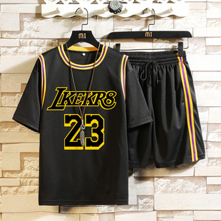 假两件短袖篮球服，运动套装男孩夏季23号詹姆斯球衣大童定制训练服