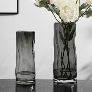 创意艺术玻璃花瓶摆件客厅，鲜花玫瑰百合插花器，样板间酒店软装饰品