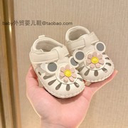 夏季0-1岁女宝宝凉鞋，防滑公主学步鞋3-6-9八月婴儿镂空透气软底鞋