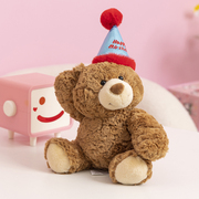 可爱生日帽小熊玩偶，公仔泰迪熊毛绒玩具，送女生日520情人节礼物