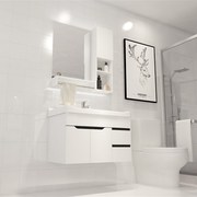 简约北欧风现代pvc浴室柜组合卫生间洗面盆，柜镜柜洗漱台洗手盆