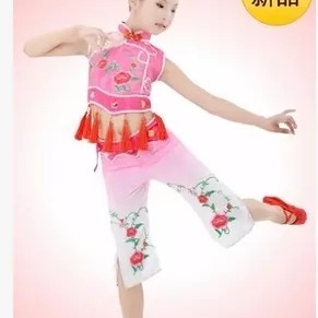 儿童民族舞服汉族秧歌舞表演服幼儿舞蹈服 女童古典舞演出服装