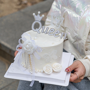 2024母亲节日快乐妈妈生日山茶花蛋糕装饰摆件女王节珍珠名媛风