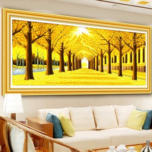 黄金满地十字绣2022线绣客厅卧室风景画发财树大幅手工自己秀