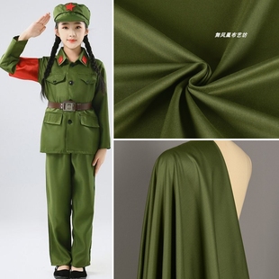 高端-军绿色制服军装面料 军干服演出服舞蹈服怀旧红卫兵服装布料