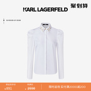 karllagerfeld卡尔拉格斐2022衣领钻饰灯笼，袖衬衫226l1652