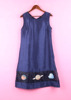 95LSQQ068女装品牌折扣夏季套头无袖宽松蓝色拼接连衣裙
