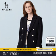 Hazzys哈吉斯西服春秋季双排扣女士单西潮流休闲长袖西装外套