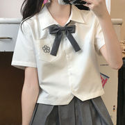 jk制服短袖衬衫女日系，夏季百搭外穿学院风，少女短款上衣百褶裙套装