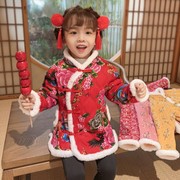 儿童加厚棉袄2023秋冬中国风网红大花袄女宝宝棉衣外套拜年服