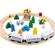 小火车轨道电动动手动脑智力玩具，儿童木质立体积木拼拆装拼插轨道