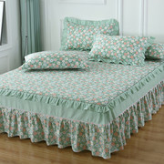 纯棉床裙式床罩单件夏季花边，保护防尘罩全棉床单防滑床套四季通用