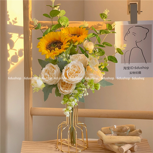 ins仿真花摆件客厅餐厅盆栽花束摆设向日葵插花干花创意装饰花艺