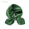 军绿色真丝小方巾女桑蚕丝丝巾，纯色缎面男士，搭配西装商务丝绸领巾