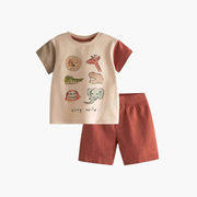 男童短袖套装夏季时尚帅气纯棉，上衣短裤两件套儿童宝宝童装潮