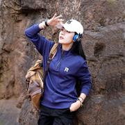 半拉链立领卫衣男女同款秋季新款休闲长袖套头上衣男纯色打底上衣