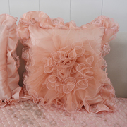 蕾丝方形抱枕套粉红色，靠垫欧式家居沙发，不含芯汽车柔软靠枕套
