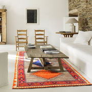 ins古董波斯图案羊毛手工地毯欧式现代侘寂客厅沙发卧室床边毯