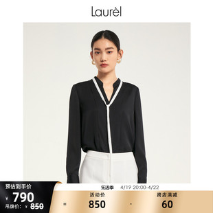 德国Laurel早秋黑色时尚简约知性气质长袖衬衫女LWD342C10300