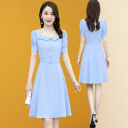 雪纺连衣裙子2024夏季广州十三行女装气质高端品牌小个子