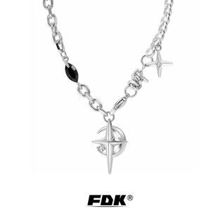 FDK星月项链男款拼接锁骨链嘻哈个性男士钛钢吊坠潮流百搭高级感